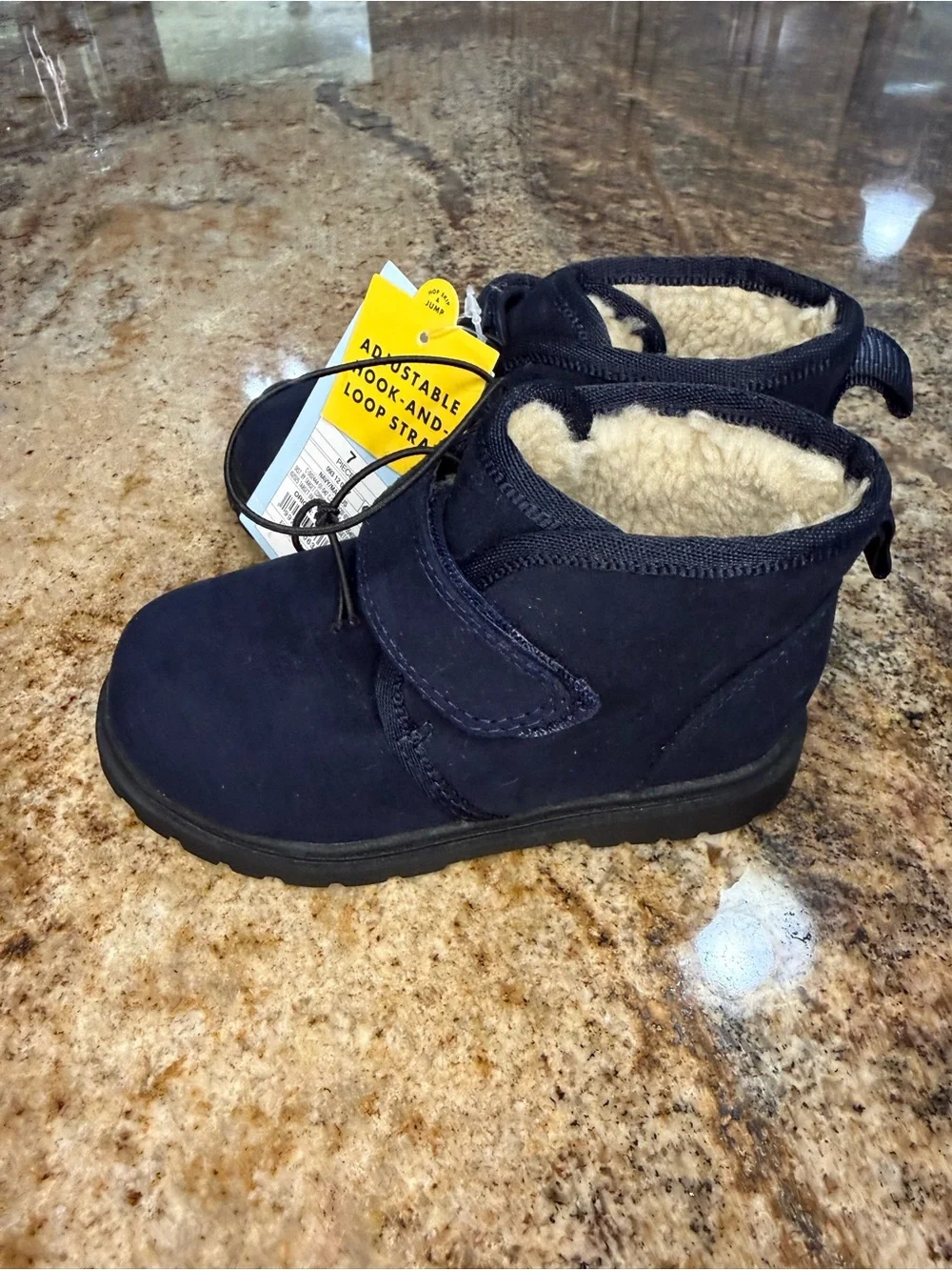 Cat & Jack Navy Faux-Shearling Ankle Boots